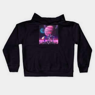 Astronaut meets Aliens on the Pink Planet Kids Hoodie